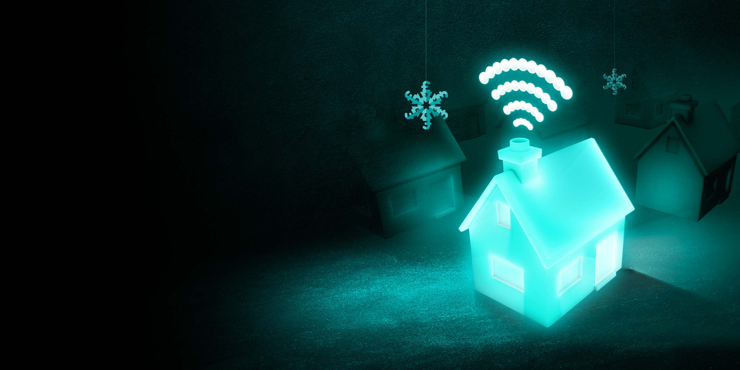  Aqua house with snowflakes 
