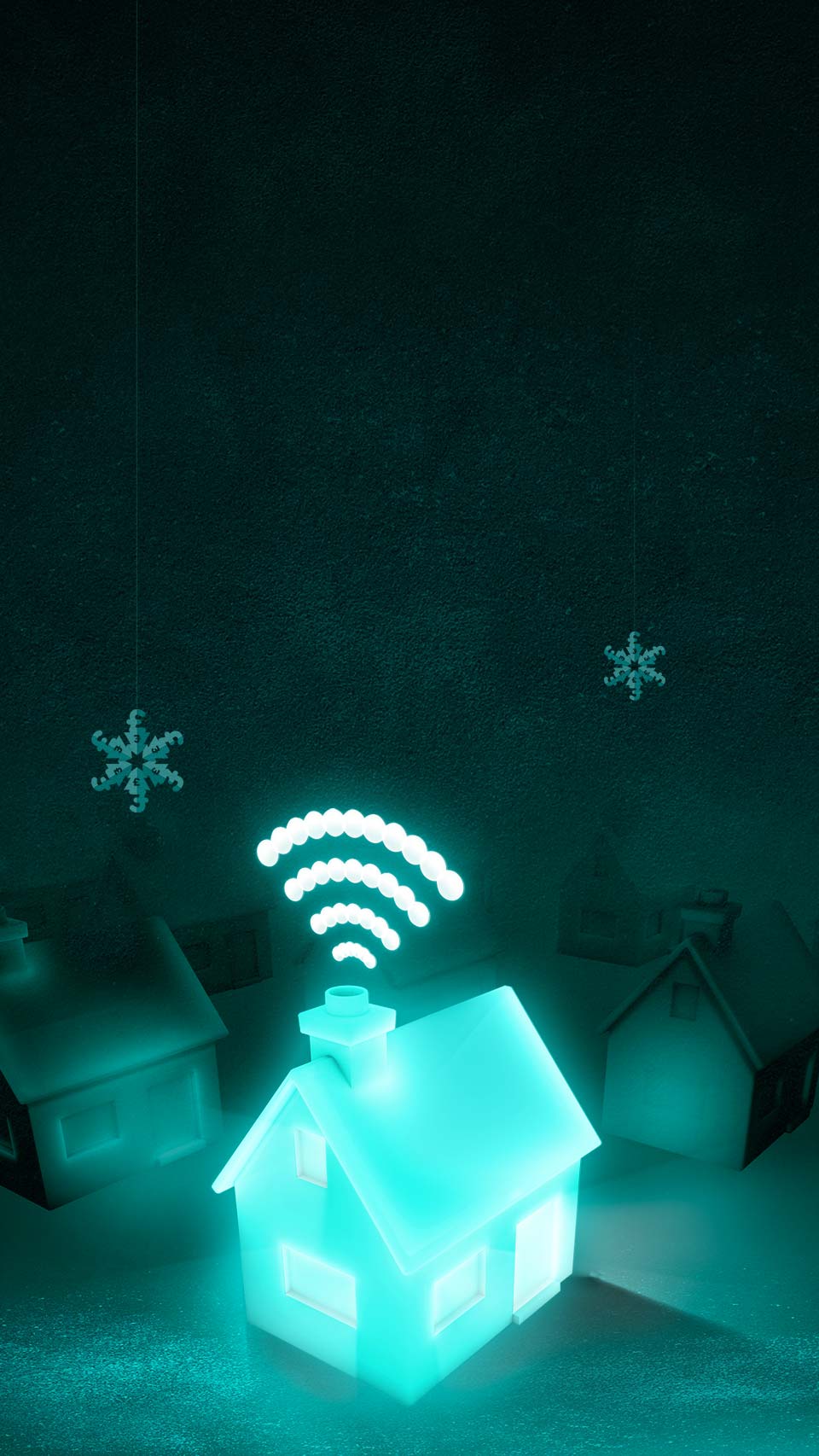  Aqua house with snowflakes 