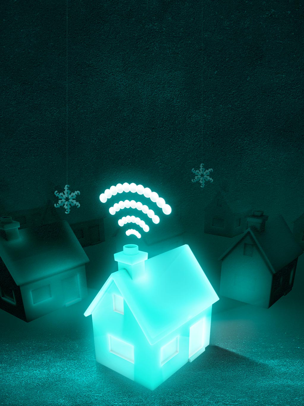  Aqua house with snowflakes 